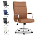 Brown Leather High Back Office Chair with Armrest Y104