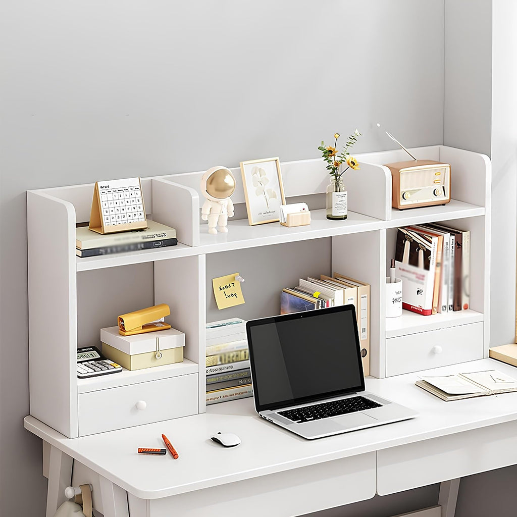 White Desktop Bookshelf Wood Storage Rack J13186