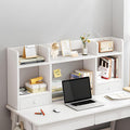 White Desktop Bookshelf Wood Storage Rack J13186