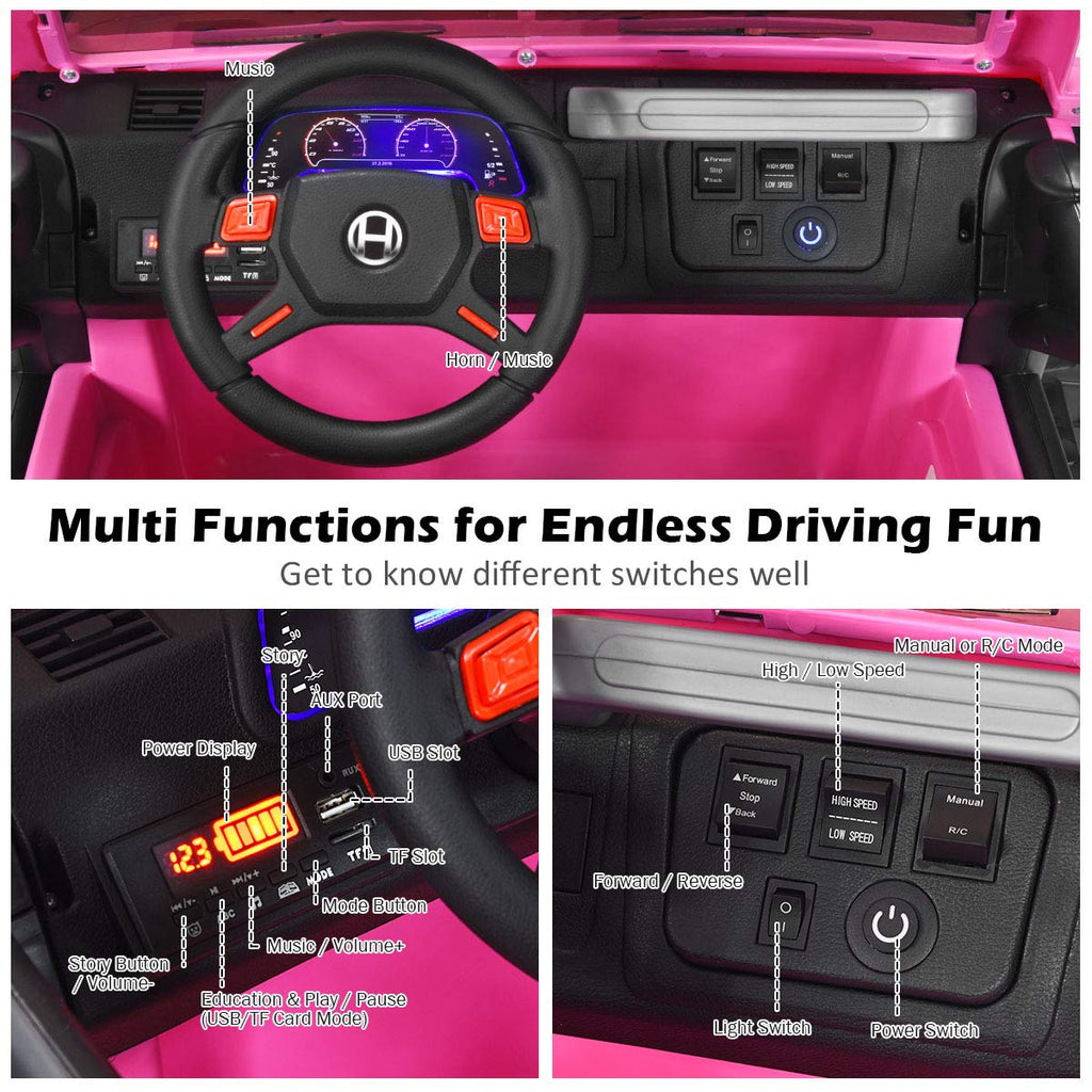 12V Battery Powered Ride on Truck with Remote Control, Pink L3076