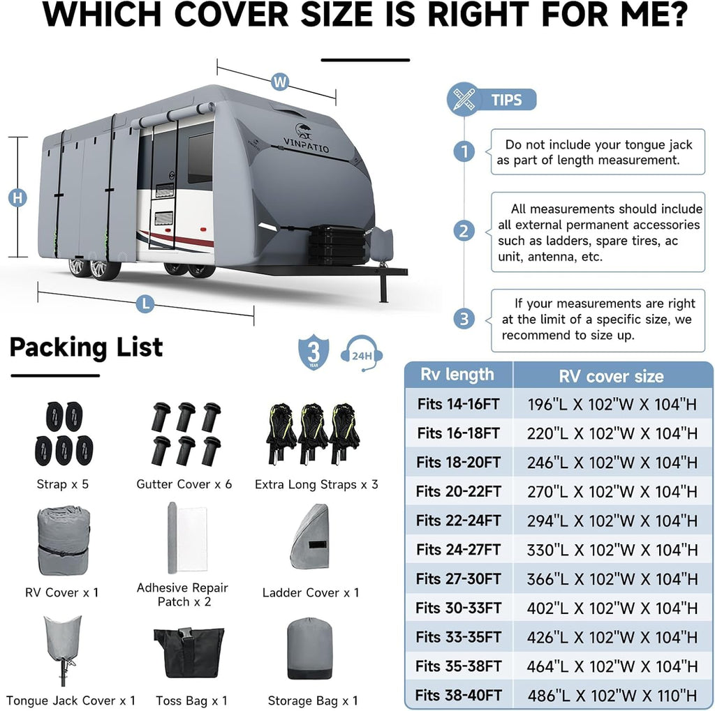 7 Layers Travel Trailer Cover Fits 30'-33' B75805