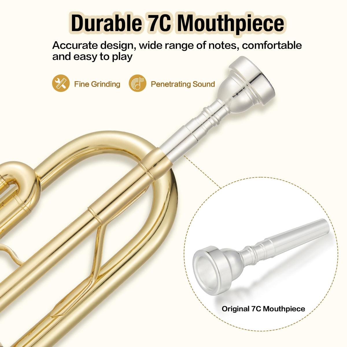 Gold Lacquer Brass Trumpet with Case and Mouthpiece O797