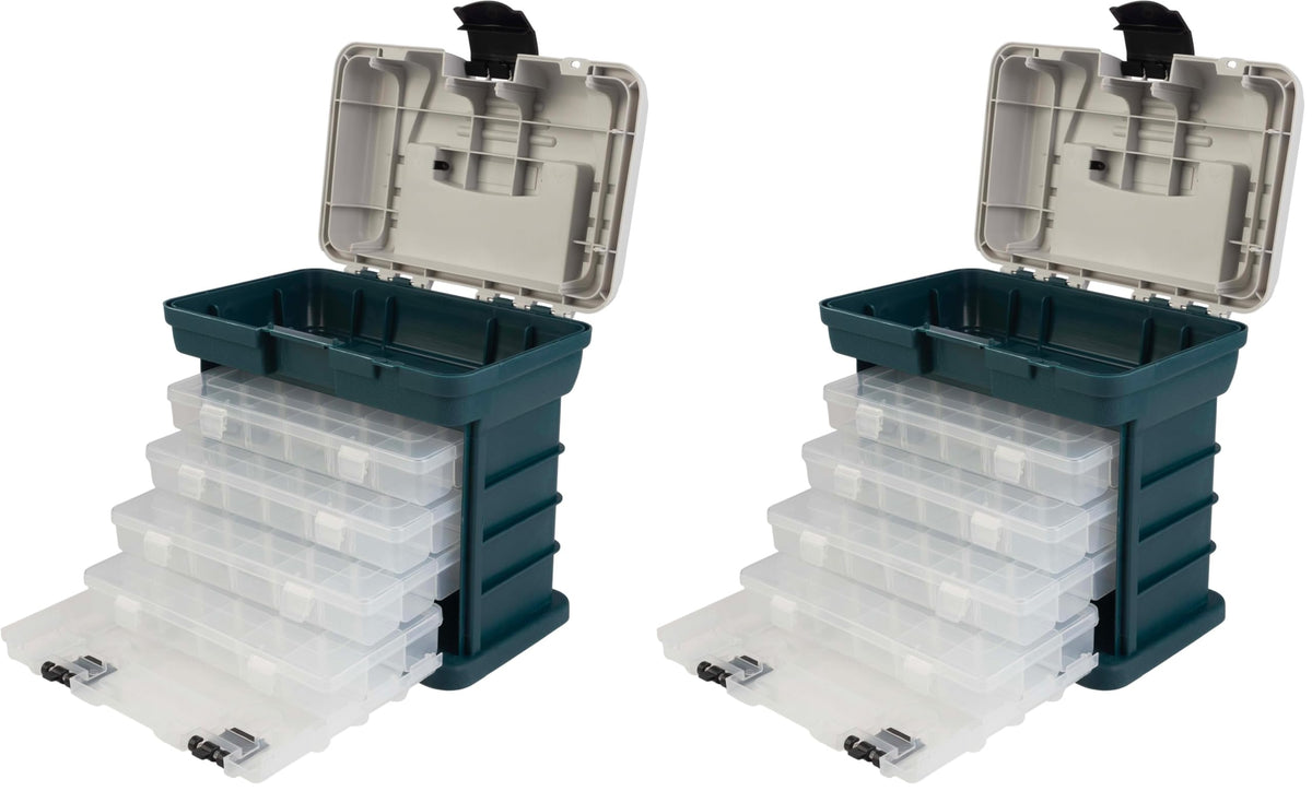 Portable Tool Box Small Parts Organizer with Drawers and Customizable Compartments Gray Pack of 2 A74602