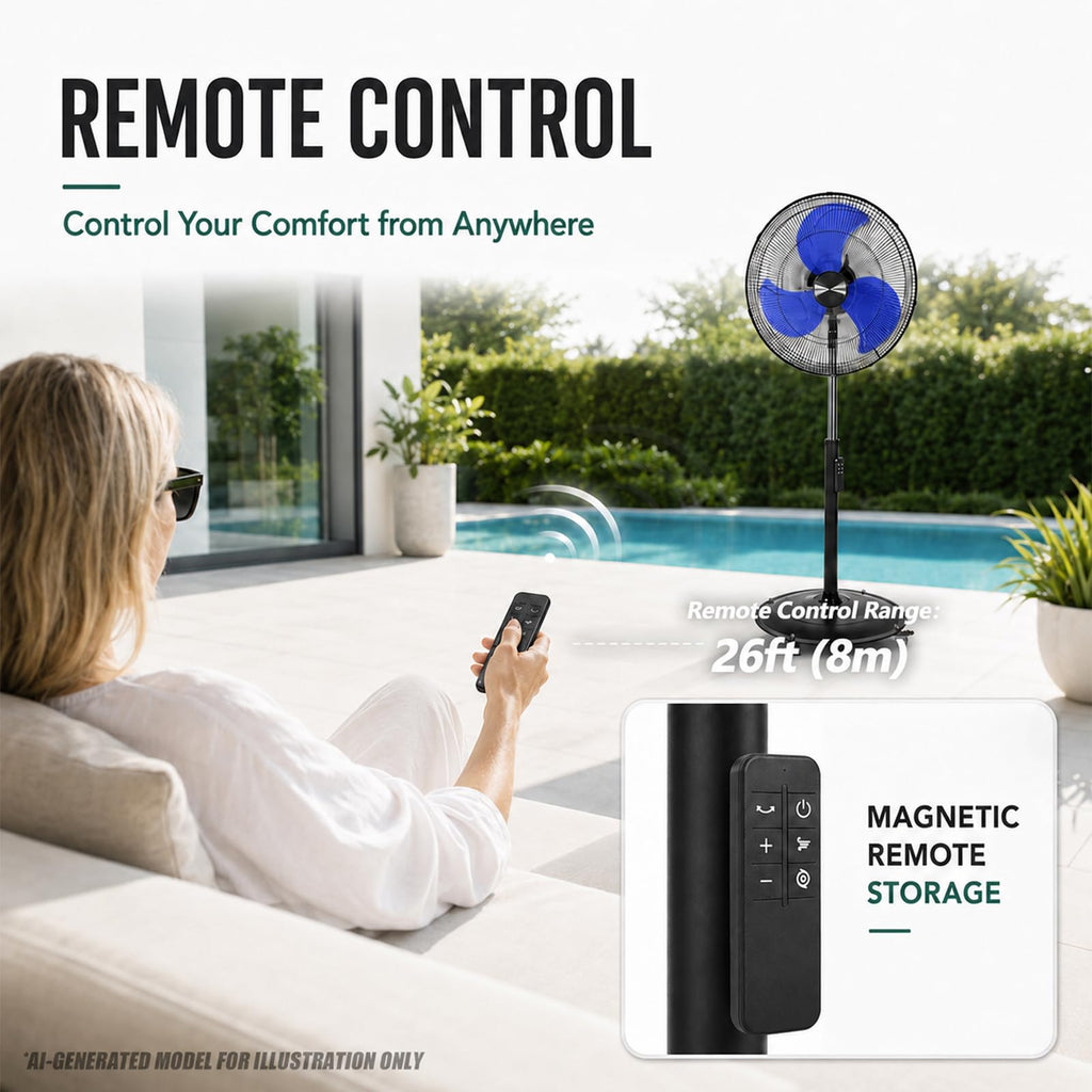 20 Inch Oscillating Pedestal Fan with Remote Control Y600275