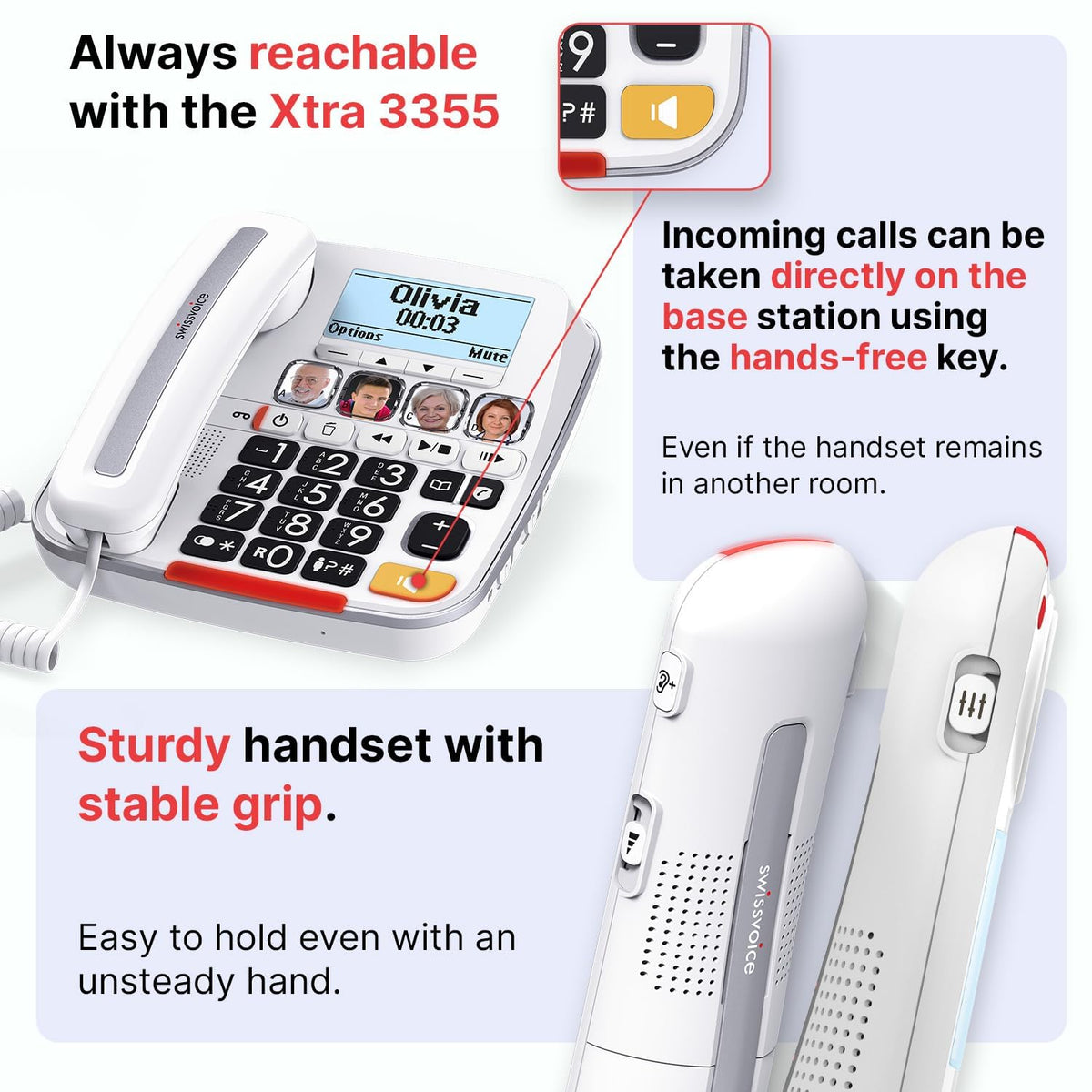 Big Button Phone with Answering Machine and Cordless Handset I255575