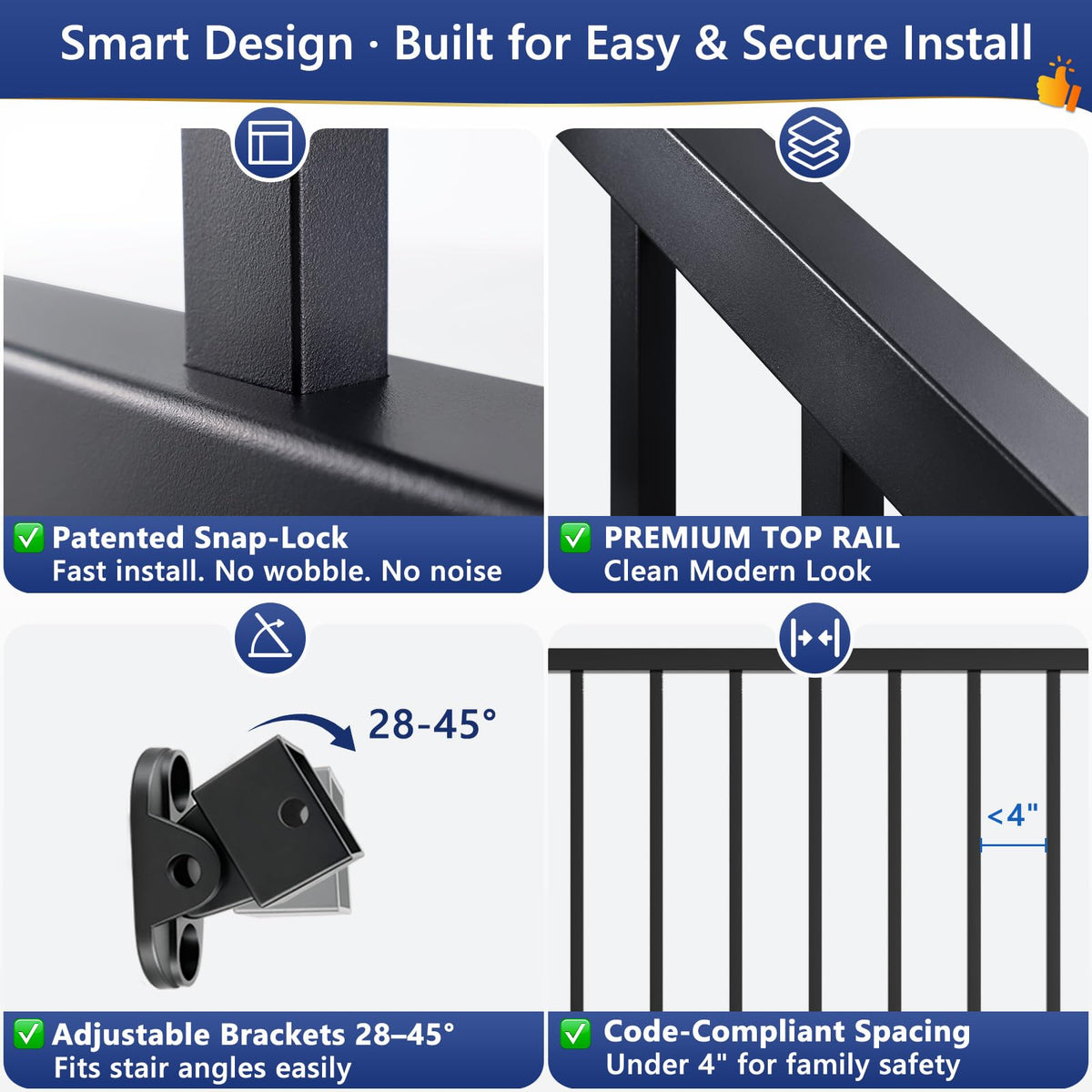 6 ft W Real Aluminum Stair Railing Kit Z182339