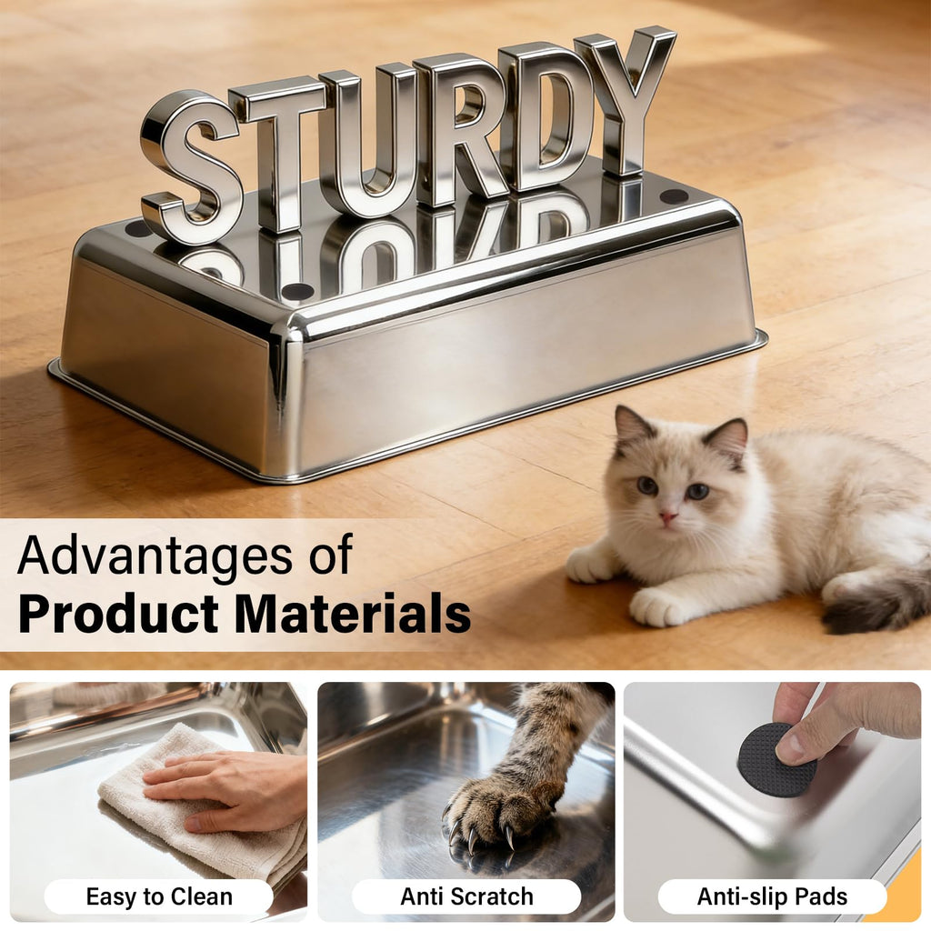 XL Stainless Steel Enclosed Cat Litter Box with Lid T947
