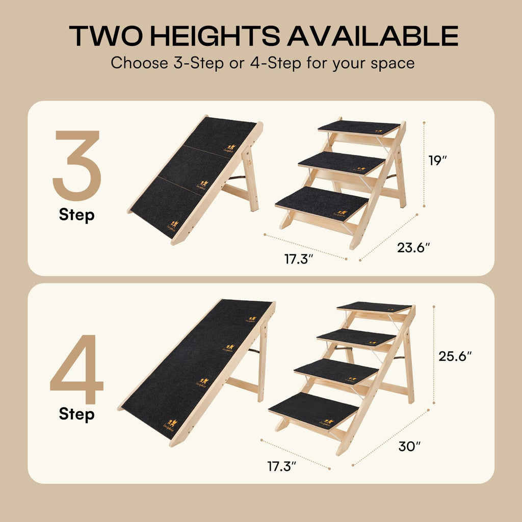 Wooden 4-Step Foldable Anti-Slip Dog Stairs N700