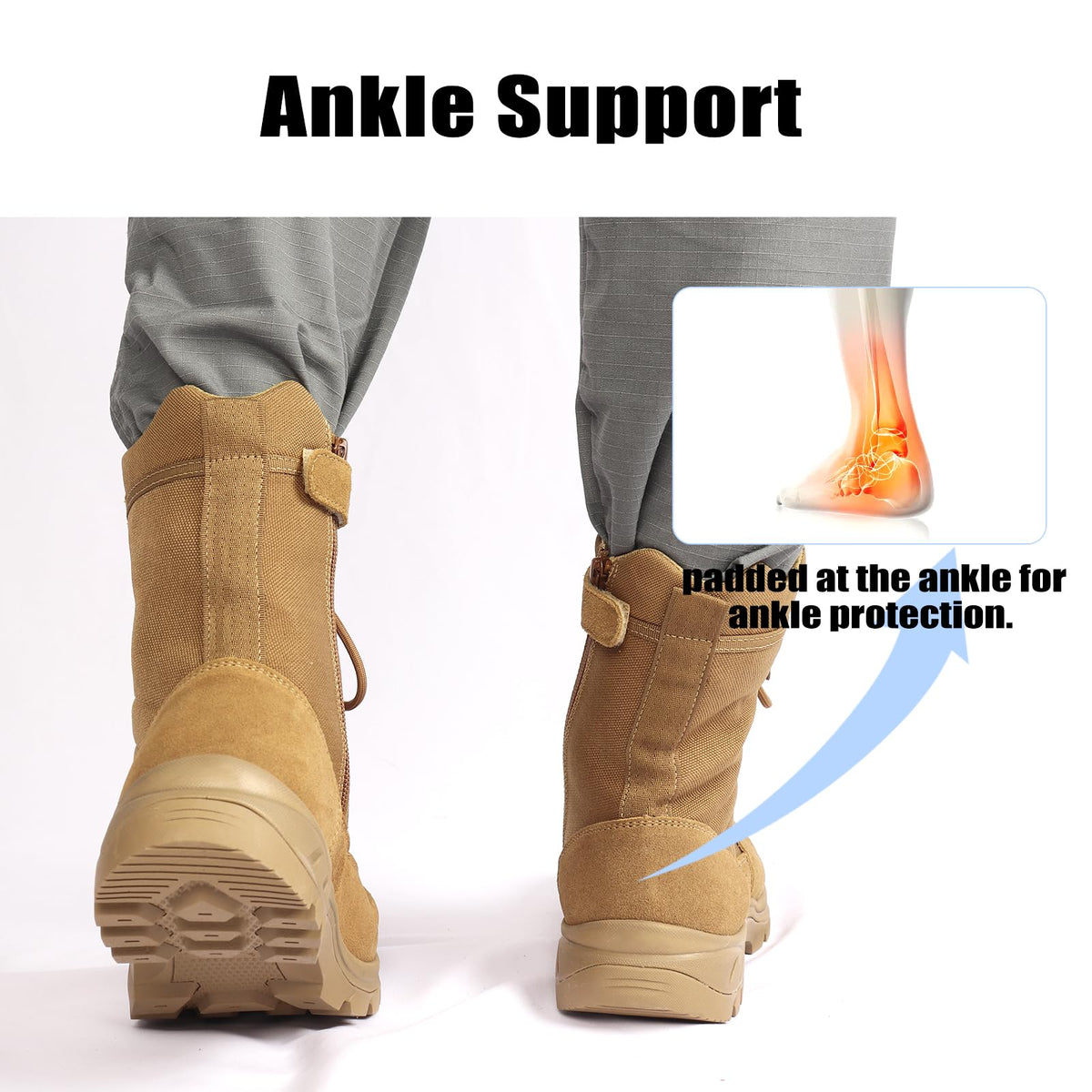 Lightweight Tactical Boots with Side Zipper C603357