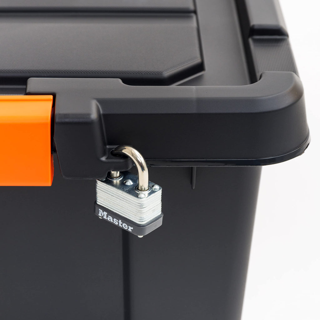 3 Gal Heavy Duty Plastic Storage Bins with Lockable Lids Black Set of 1 X8017