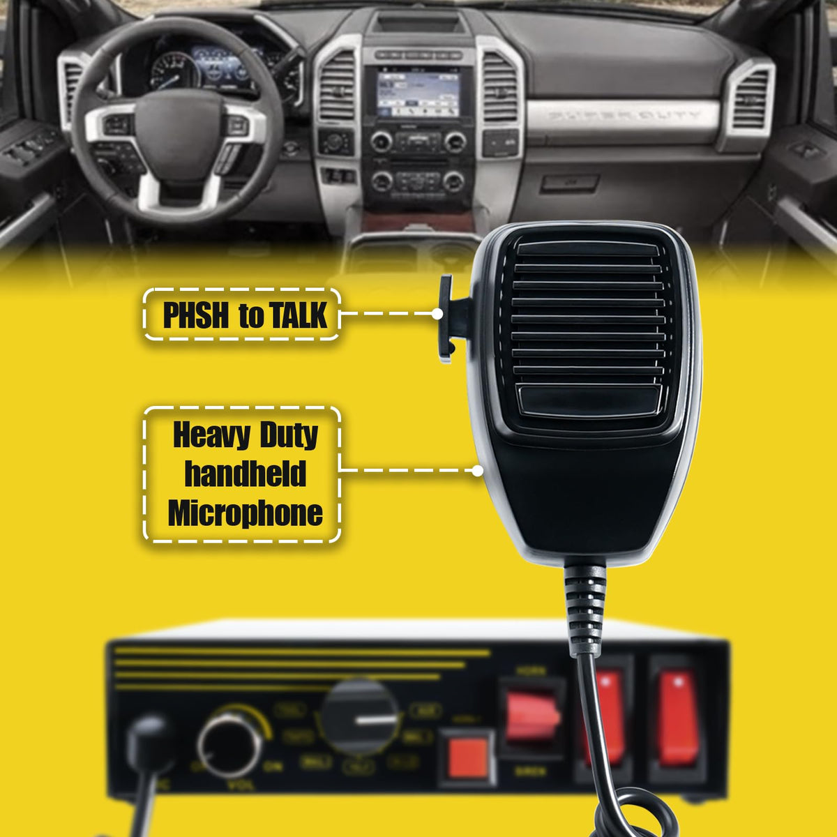 200W 12V 9 Tone Emergency Siren System with Loud Speaker Horn and Handheld Microphone U2574