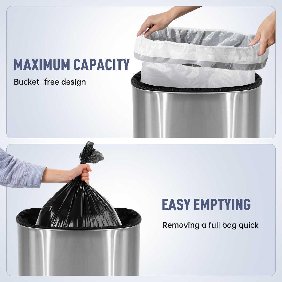 13 Gallon Touch-Free Motion Sensor Stainless-Steel Trash Can P581