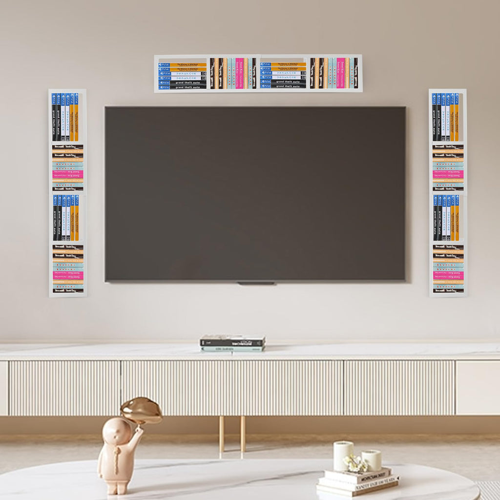 34 Inch Wall Mount Media Storage Rack, 3 pcs CD DVD Organizer Metal Shelf, White S307760