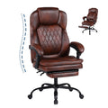 Big and Tall Brown PU Leather Reclining Office Chair with Foot Rest U165197