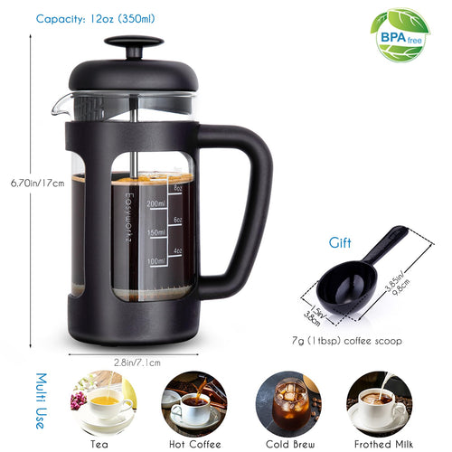 12 oz Stainless Steel French Press and Creamer Sugar Bowl Set C366