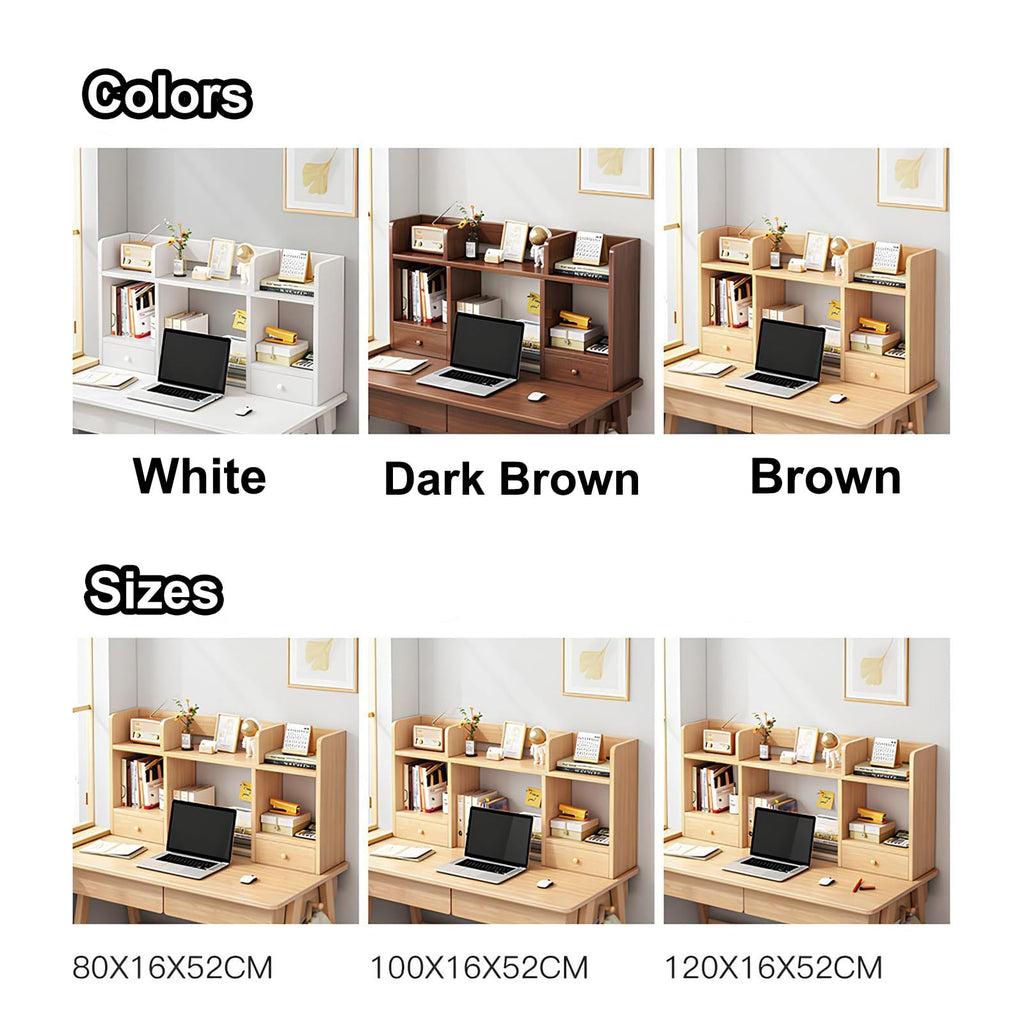 White Desktop Bookshelf Wood Storage Rack J13186