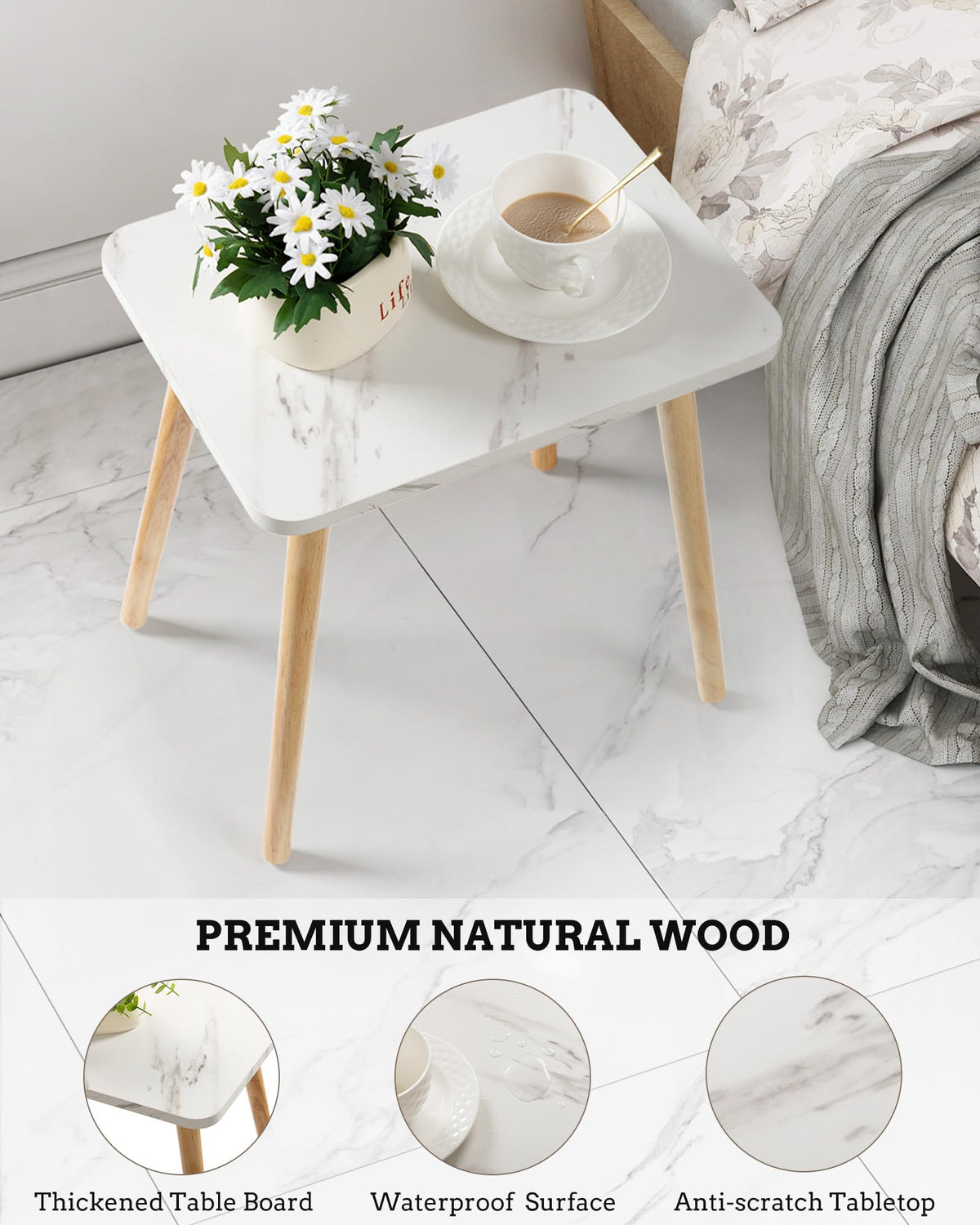 Set of 2 Small Side Table with Wood Legs Y38805