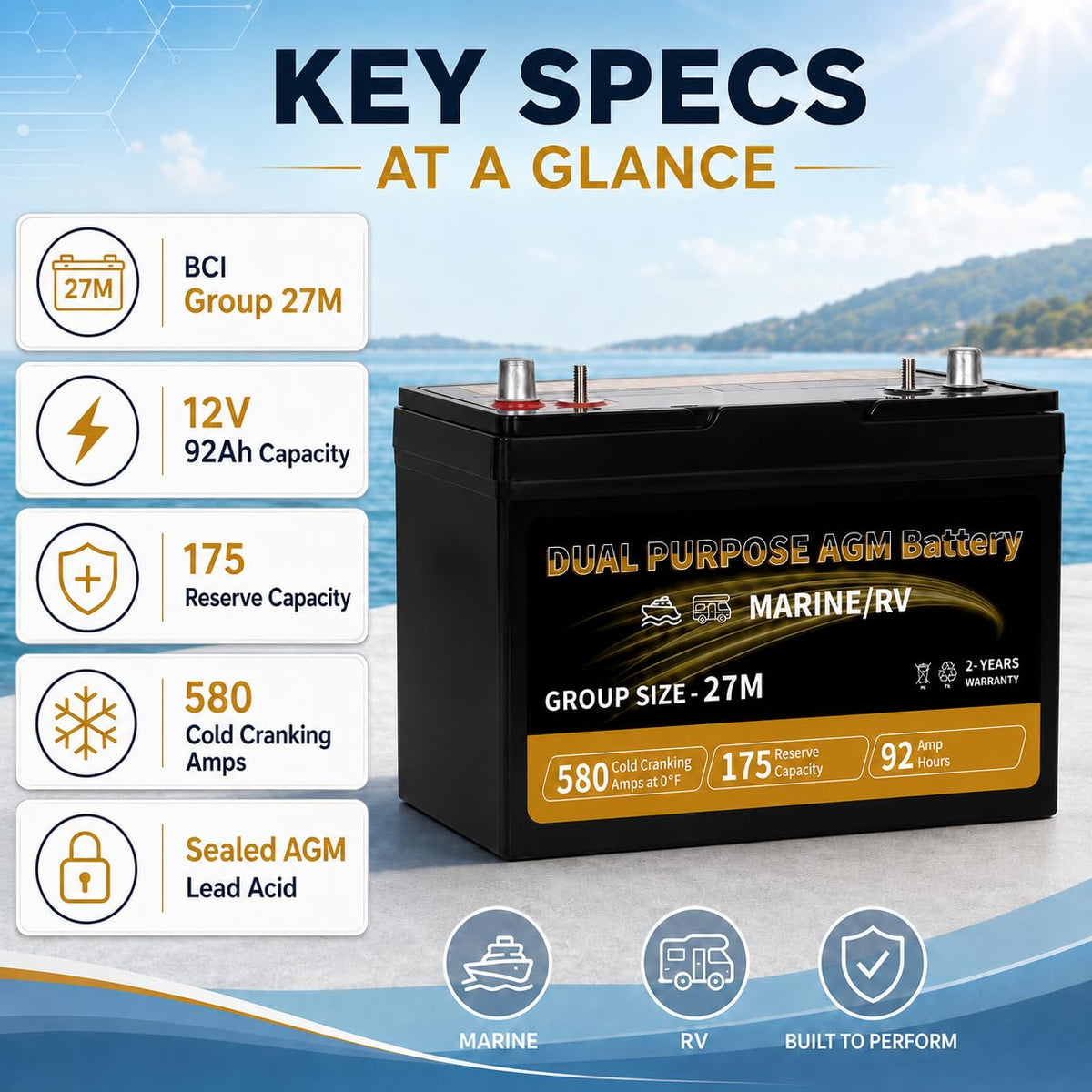 12V 92AH AGM Battery L387