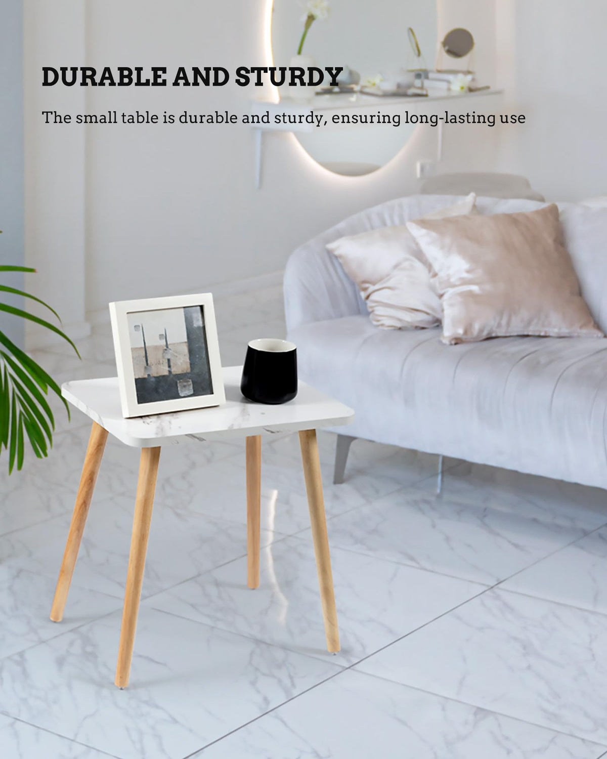 Set of 2 Small Side Table with Wood Legs Y38805