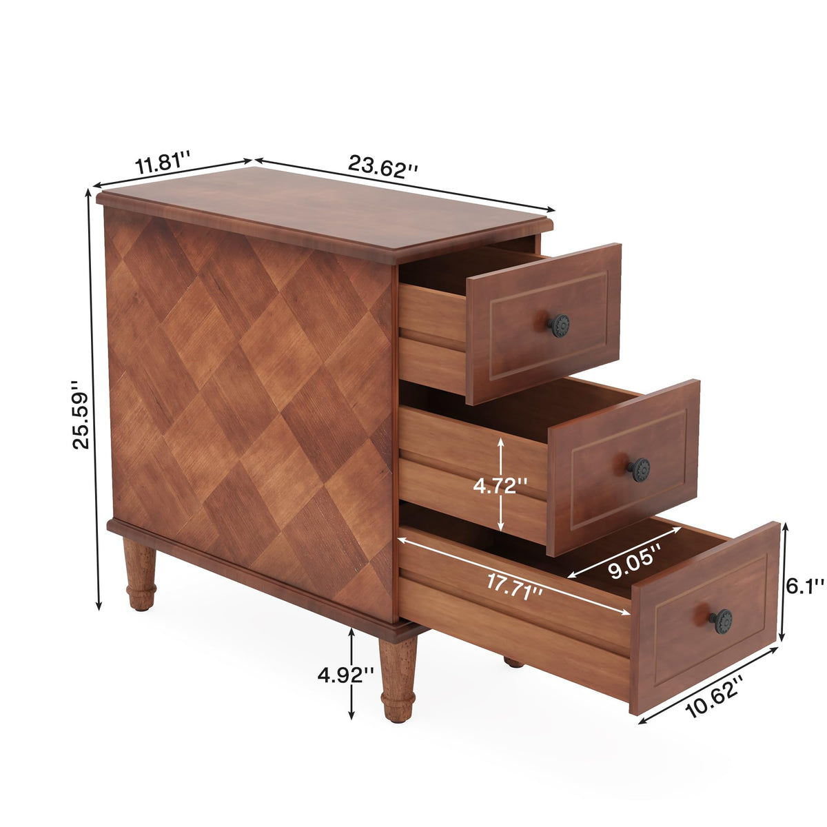 Solid Wood End Table Set of 2 with Drawers D3635