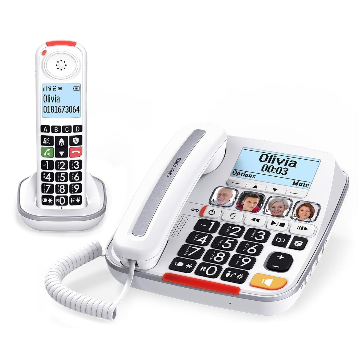 Big Button Phone with Answering Machine and Cordless Handset I255575