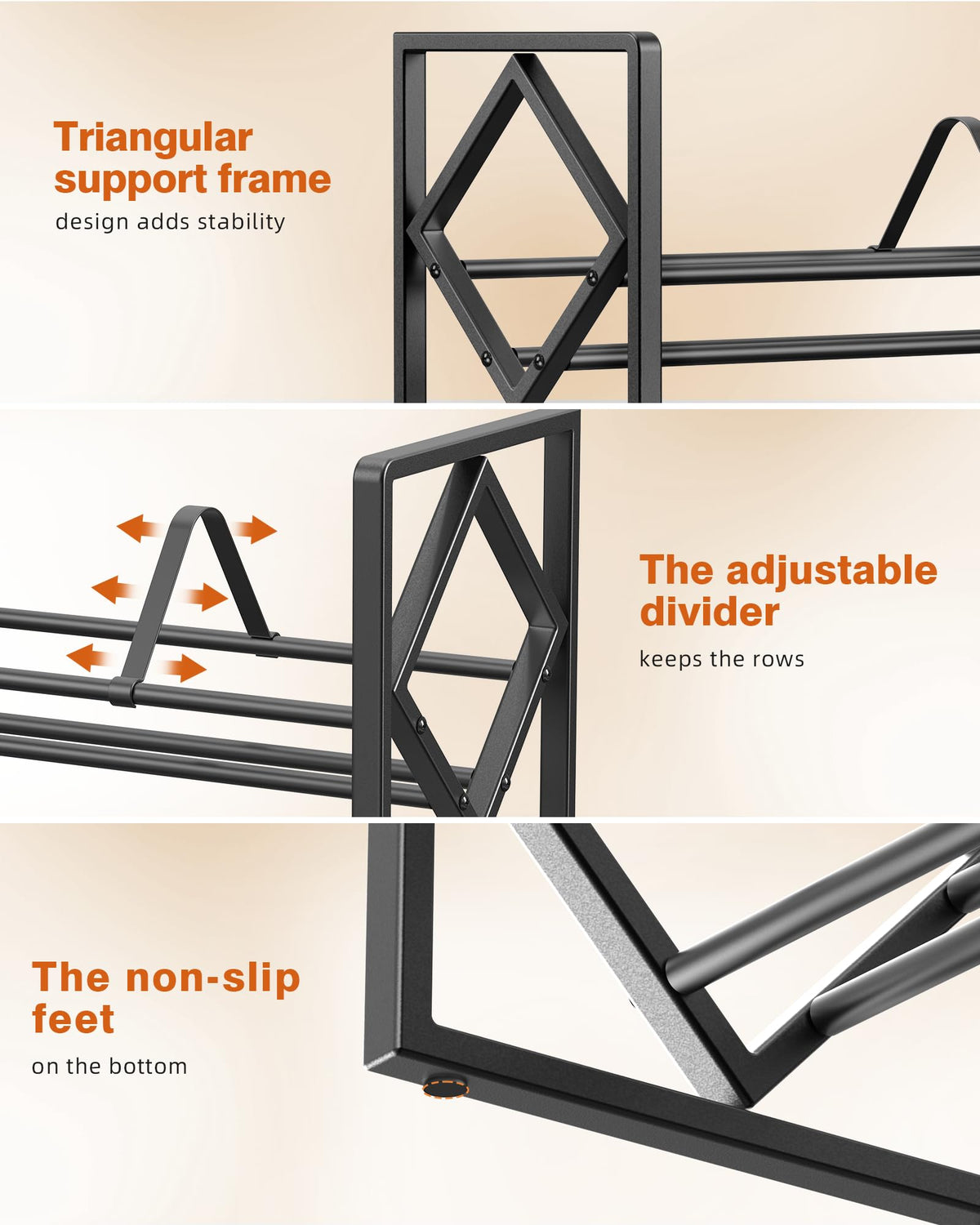 3-Tier CD Storage Metal Display Shelf with Adjustable Divider C4277