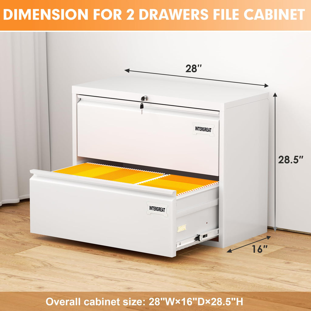 White 2 Drawer Lateral File Cabinet with Lock X26389
