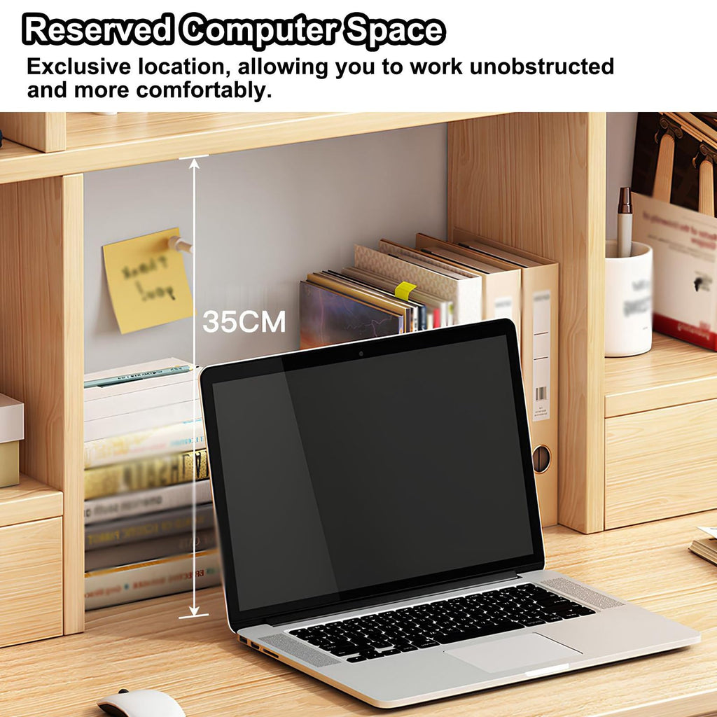 White Desktop Bookshelf Wood Storage Rack J13186