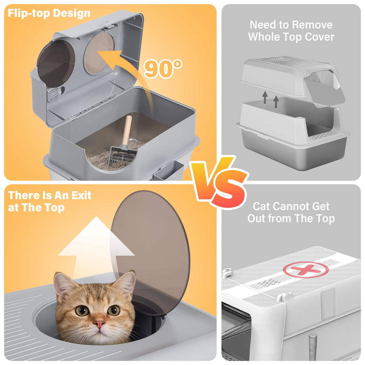 XL Stainless Steel Enclosed Cat Litter Box with Lid T947