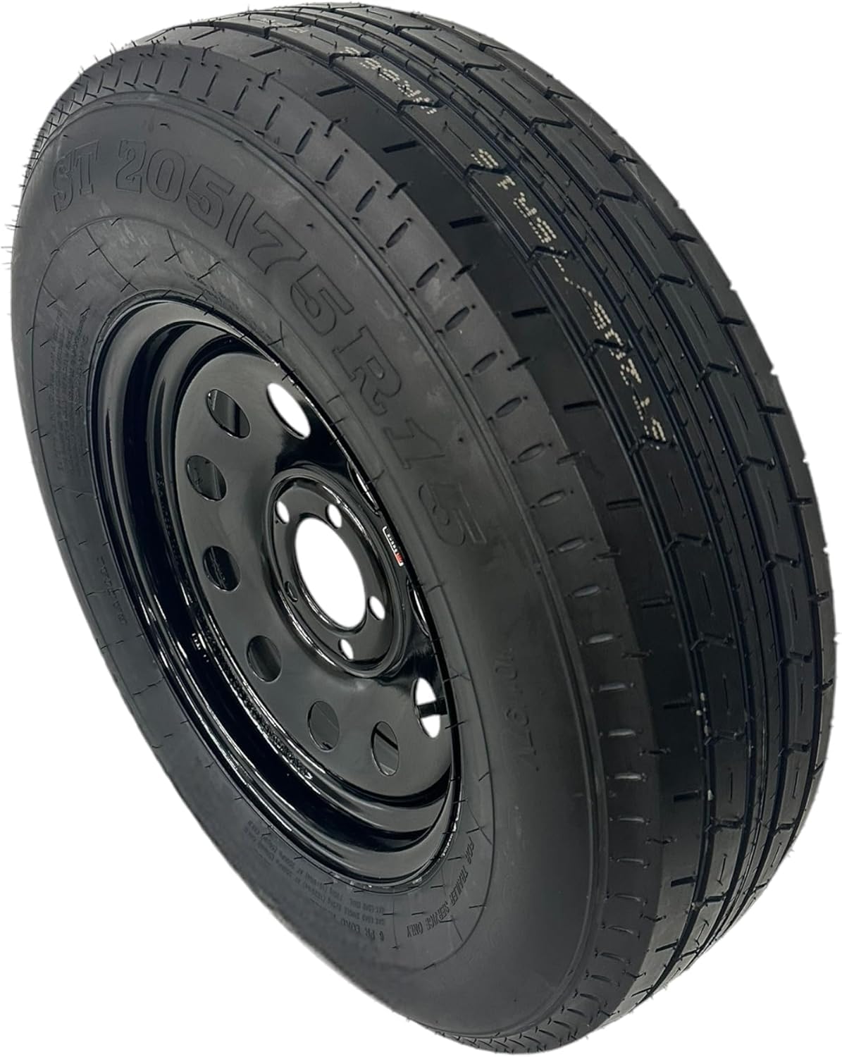 ST205/75R15 Trailer Tire on Rim Load Range C 6 Ply 5 Lug Black Wheel F974