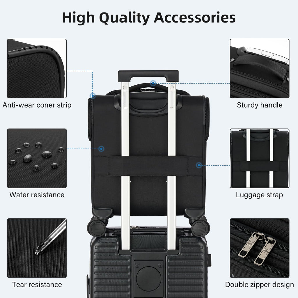 16 Inch Underseat Carry On Luggage with Spinner Wheels, Black A36890