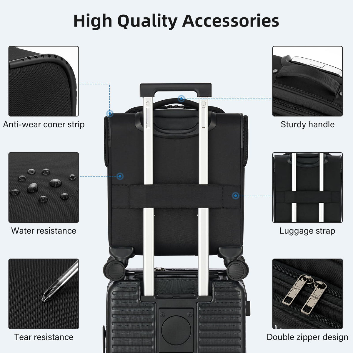 16 Inch Underseat Carry On Luggage with Spinner Wheels, Black A36890