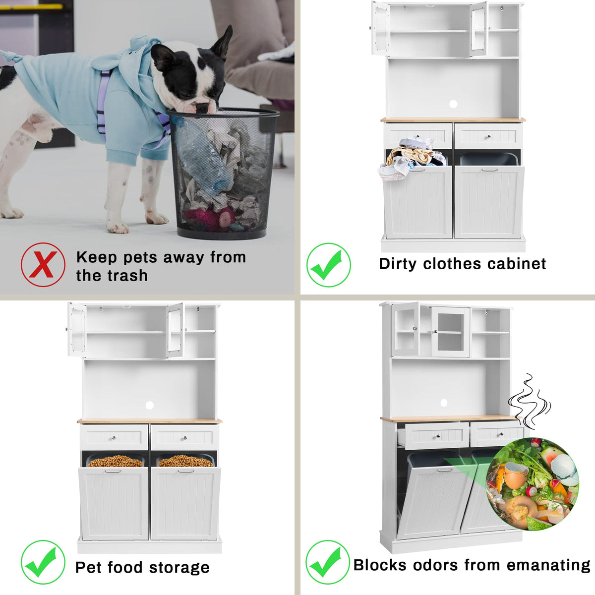 White Tilt Out Trash Can Cabinet Q3469