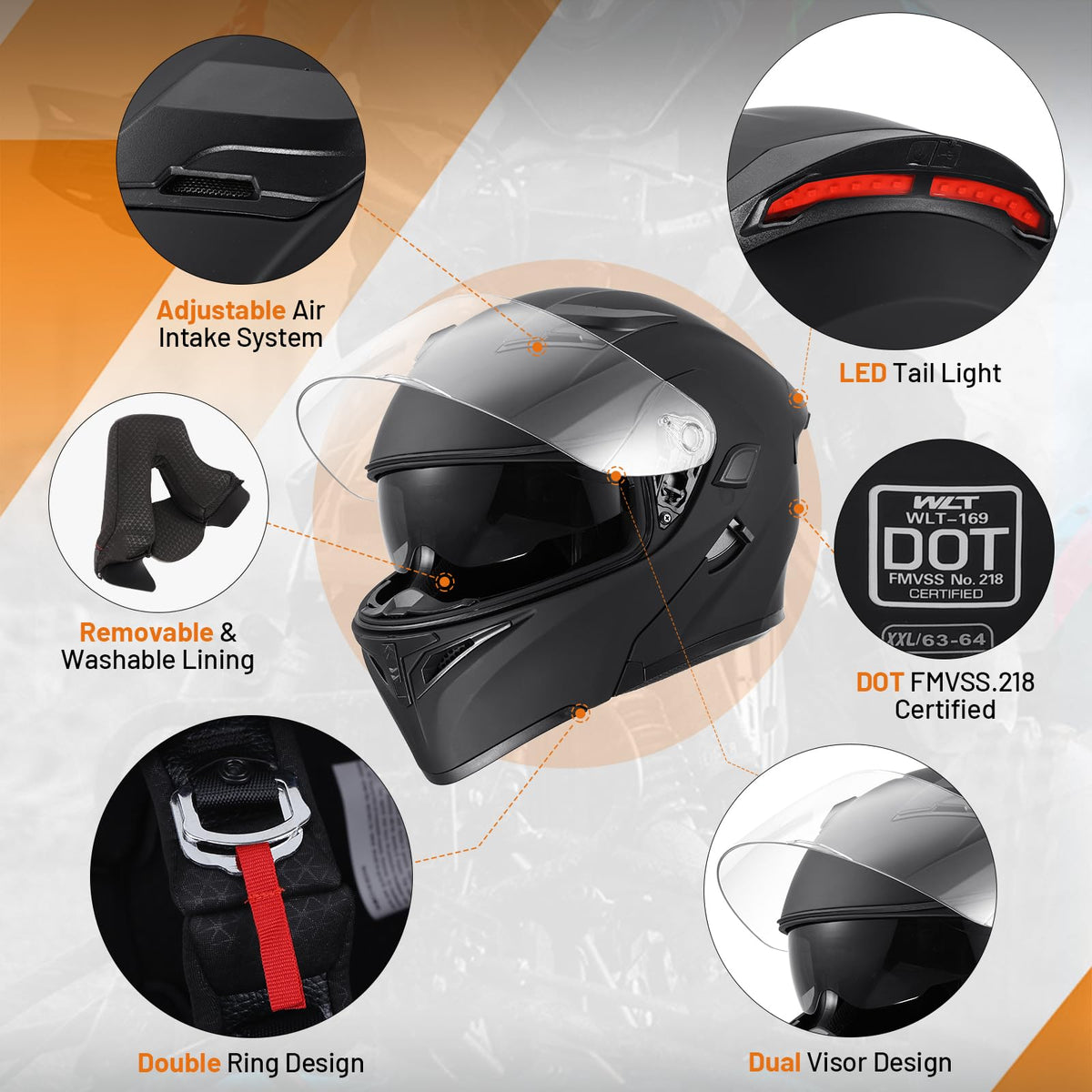 Full Face Modular Motorcycle Helmet P9143