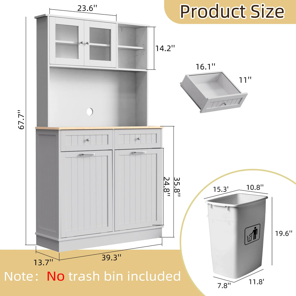 White Tilt Out Trash Can Cabinet Q3469