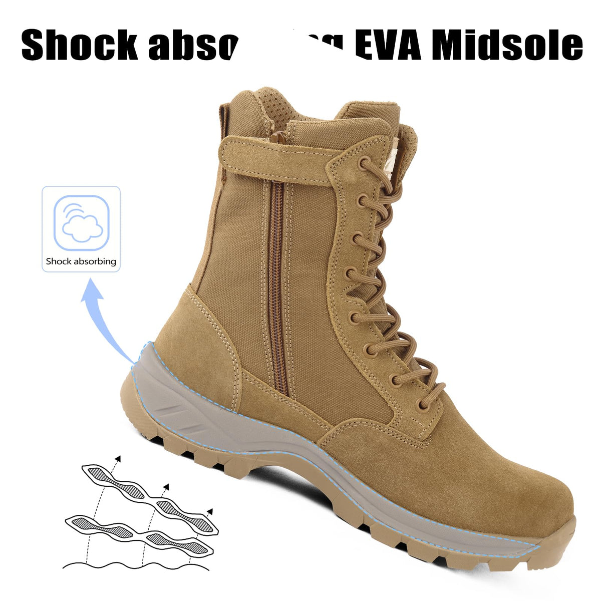 Lightweight Tactical Boots with Side Zipper C603357