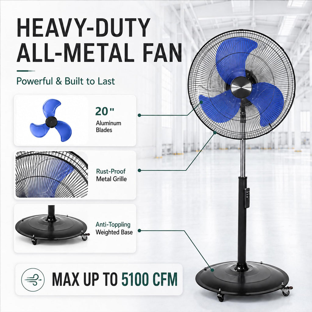20 Inch Oscillating Pedestal Fan with Remote Control Y600275