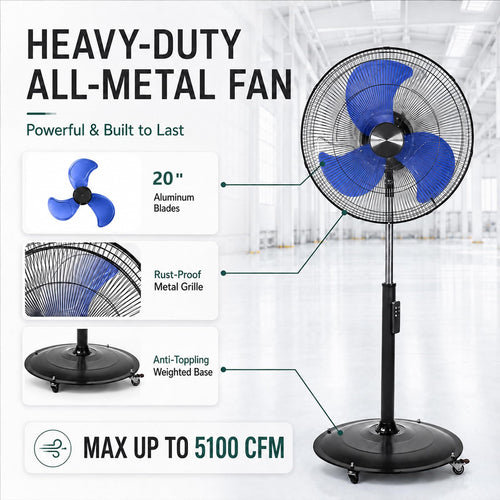 20 Inch Oscillating Pedestal Fan with Remote Control Y600275
