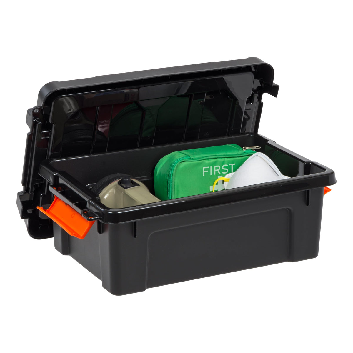 3 Gal Heavy Duty Plastic Storage Bins with Lockable Lids Black Set of 1 X8017