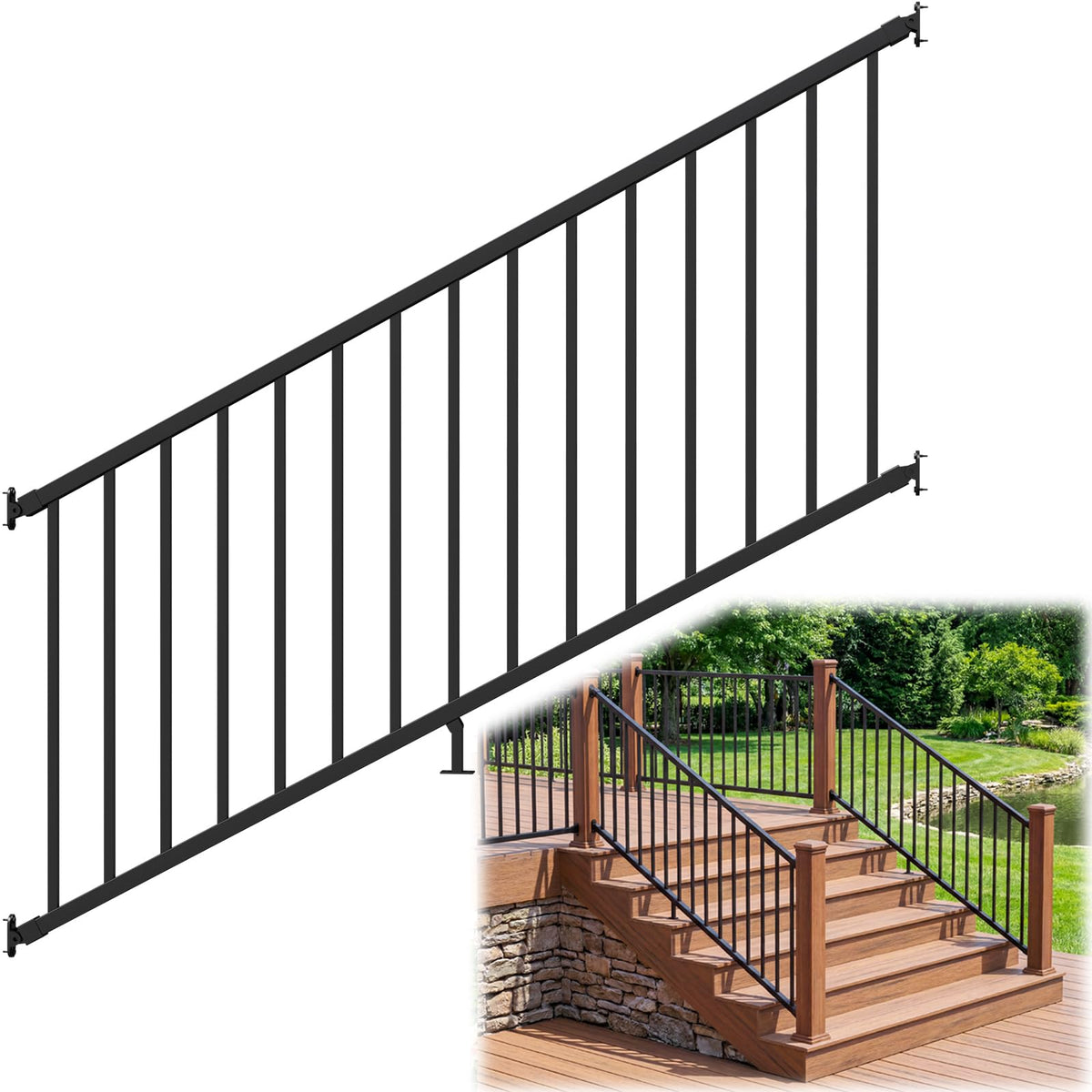 6 ft W Real Aluminum Stair Railing Kit Z182339
