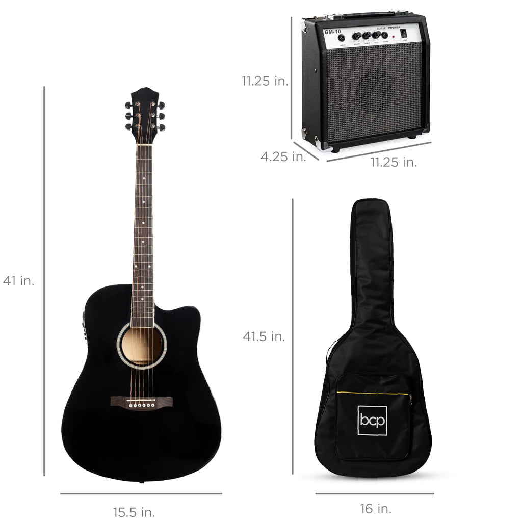 41in All Wood Cutaway Acoustic Electric Guitar Starter Set L680