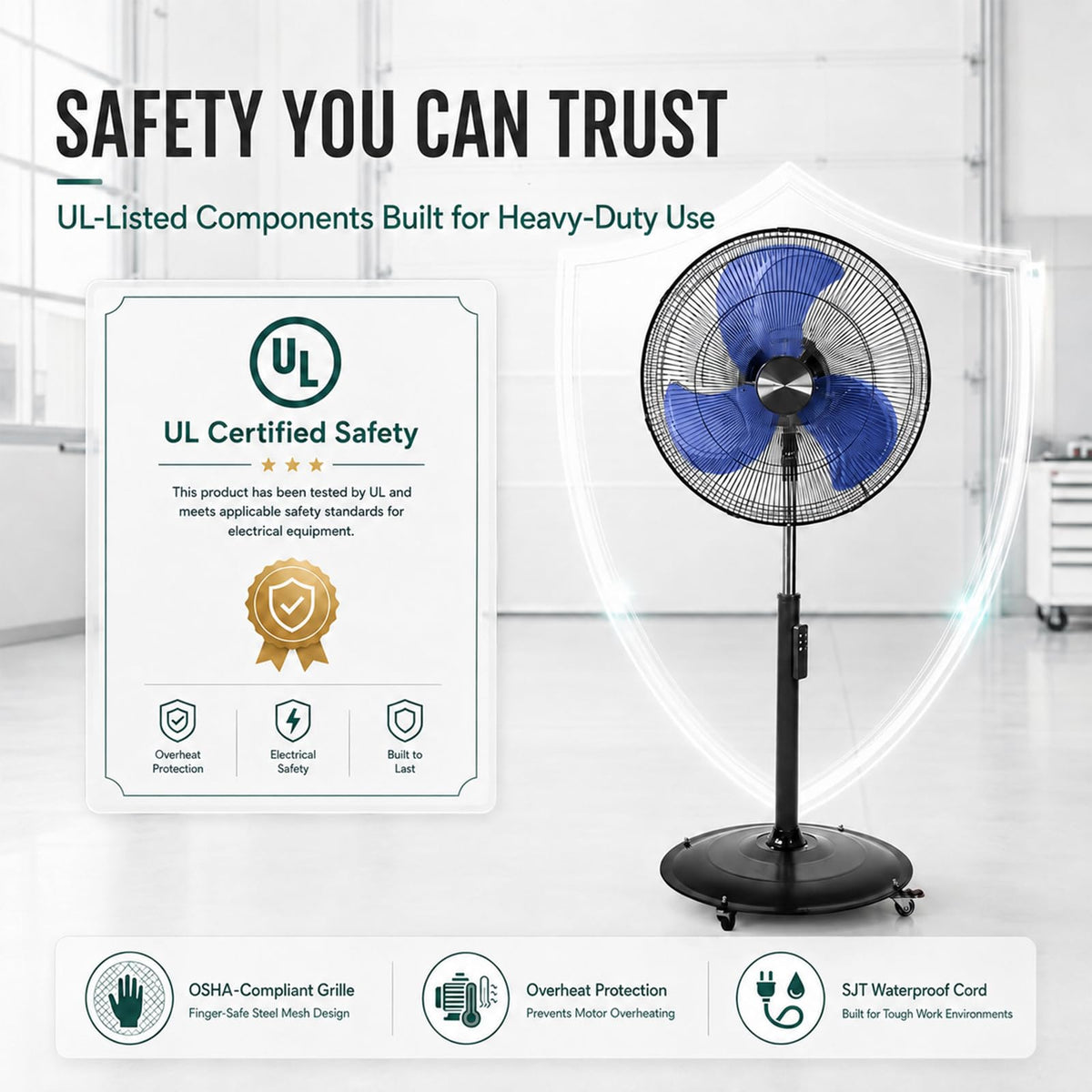 20 Inch Oscillating Pedestal Fan with Remote Control Y600275