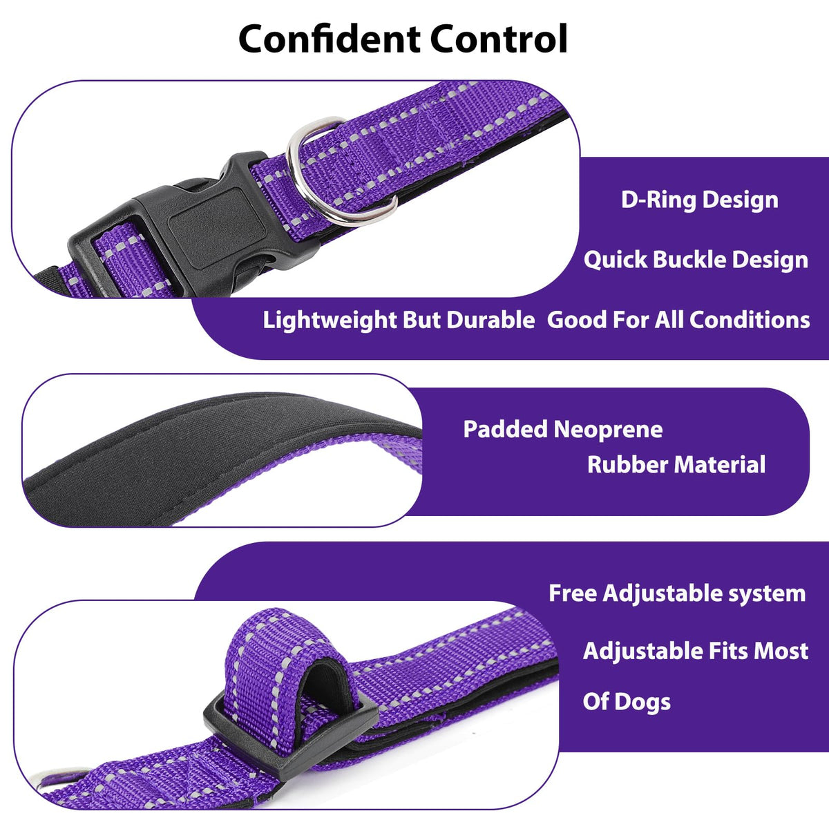 Reflective Adjustable Nylon Dog Collar Y854895