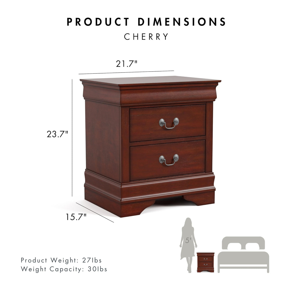 Solid Wood Nightstands Set of 2 with Drawers U399
