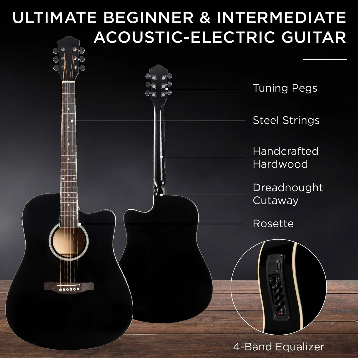 41in All Wood Cutaway Acoustic Electric Guitar Starter Set L680