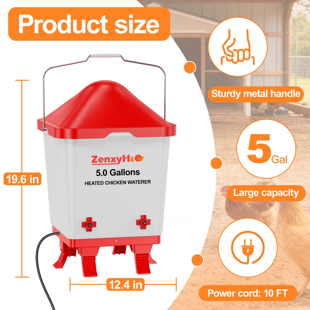 5.0 Gal Heated Chicken Waterer Bucket H5211