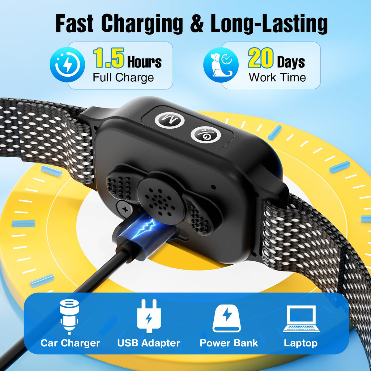2 Pack Rechargeable Dog Bark Collar with Beep Vibration R528