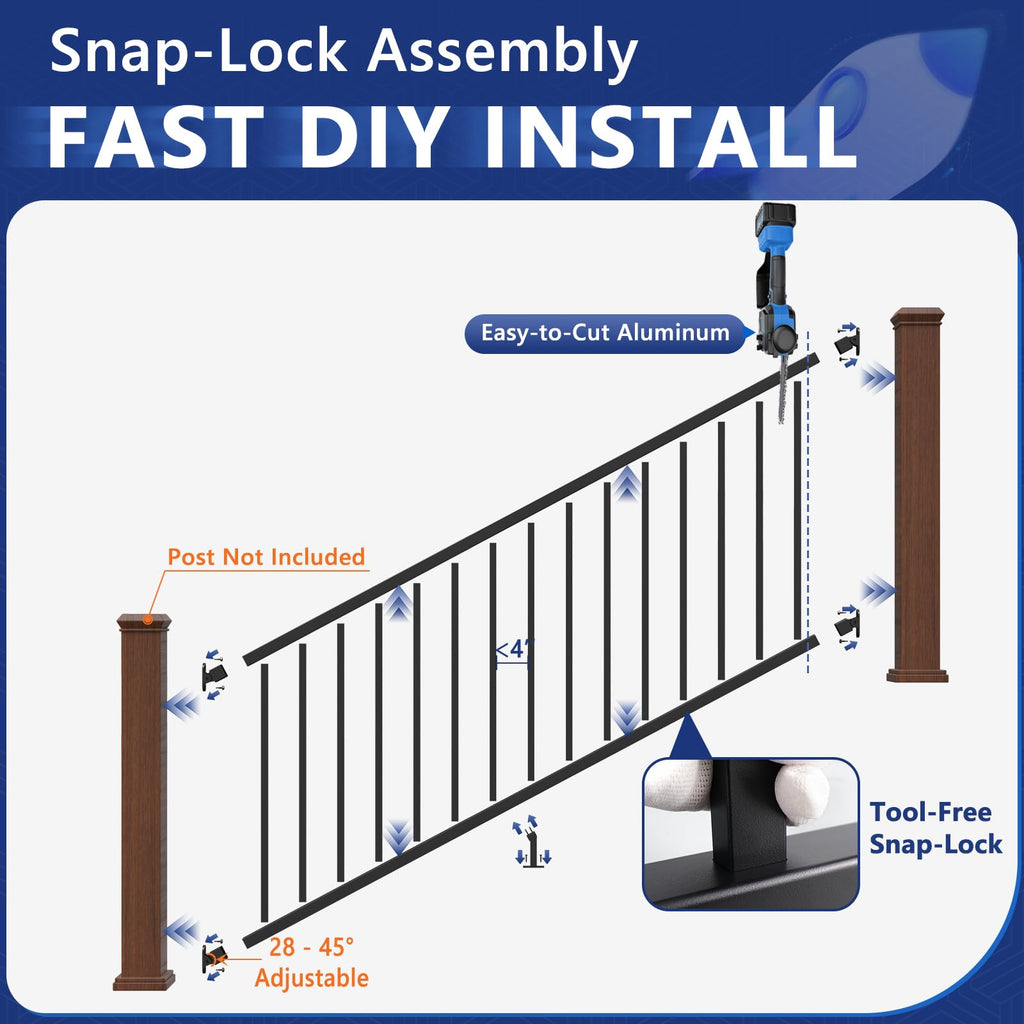 6 ft W Real Aluminum Stair Railing Kit Z182339