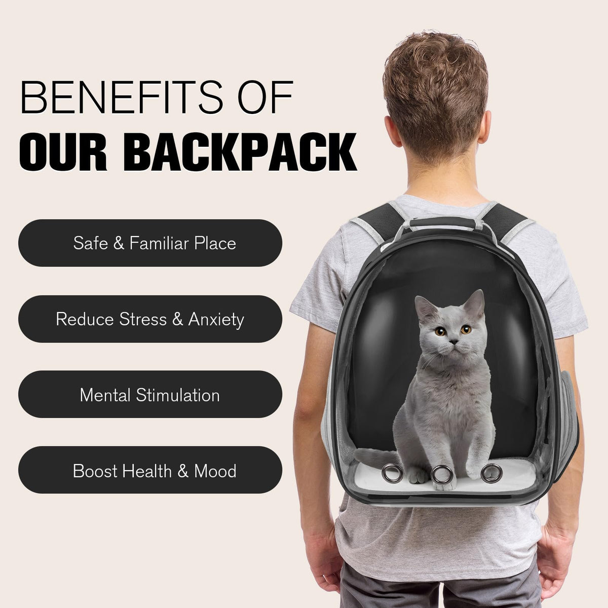 Black Cat Pet Carrier Backpack L689