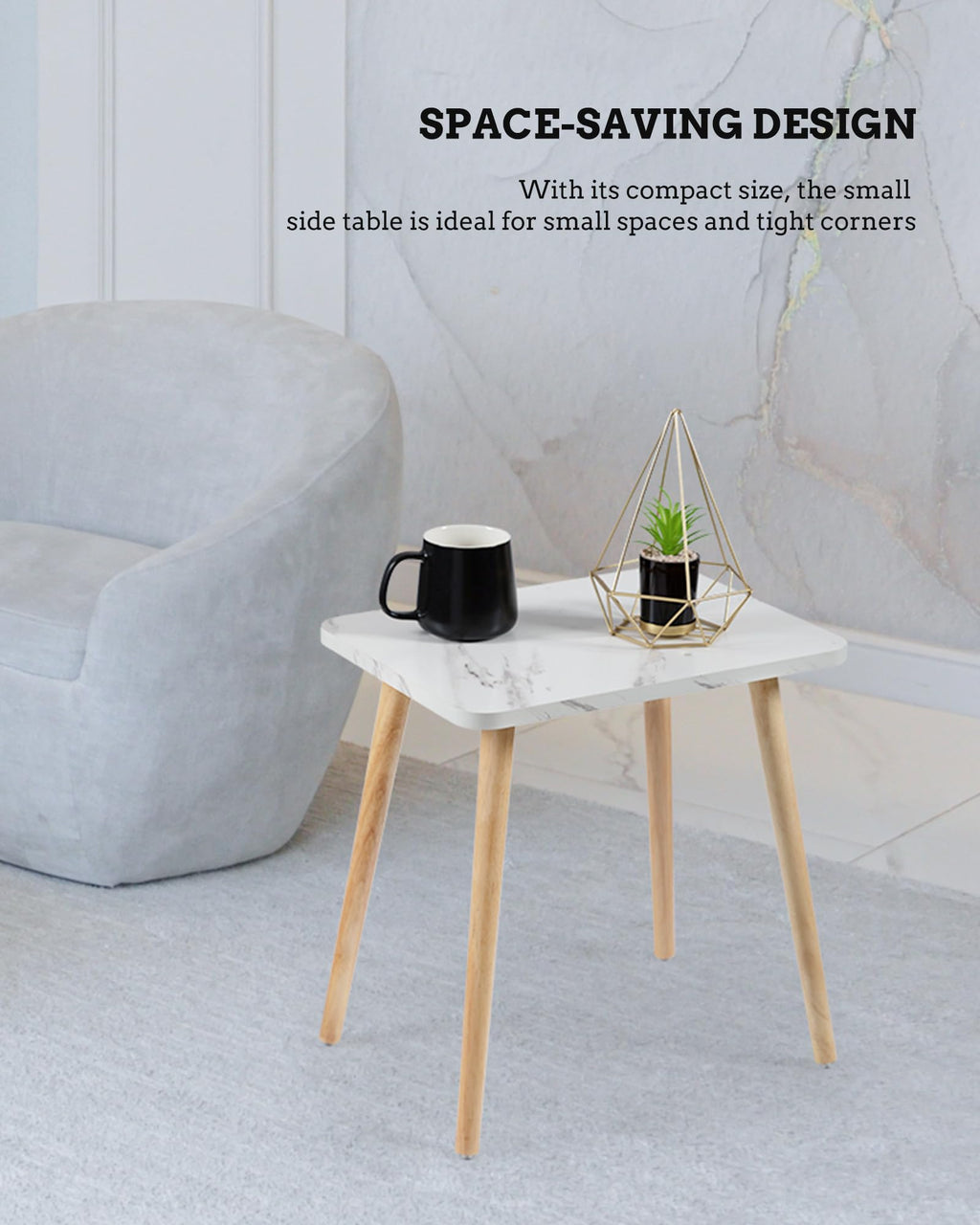 Set of 2 Small Side Table with Wood Legs Y38805